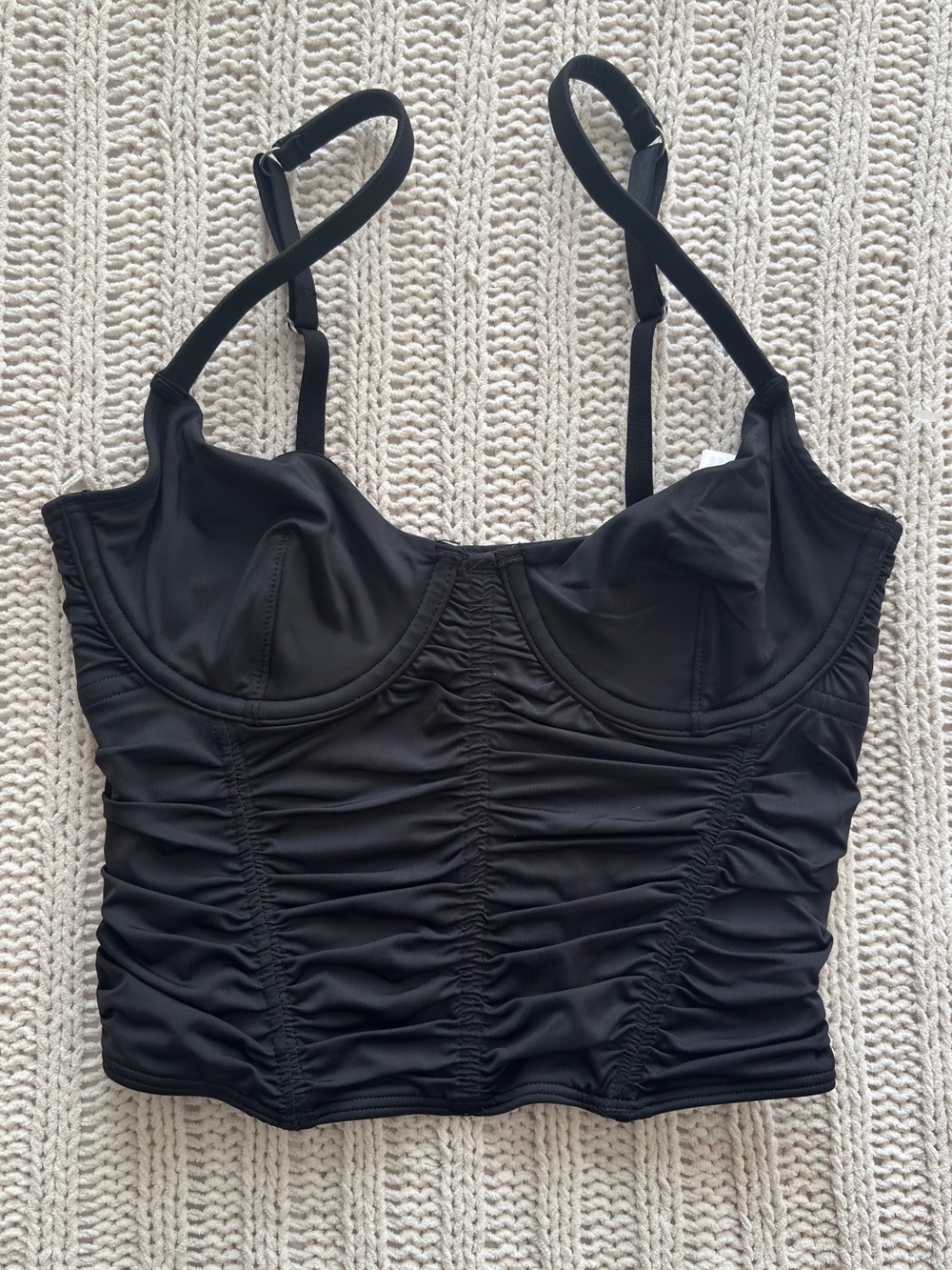 Gilly Hicks NWOT Black Ruched Corset Bralette Top XS